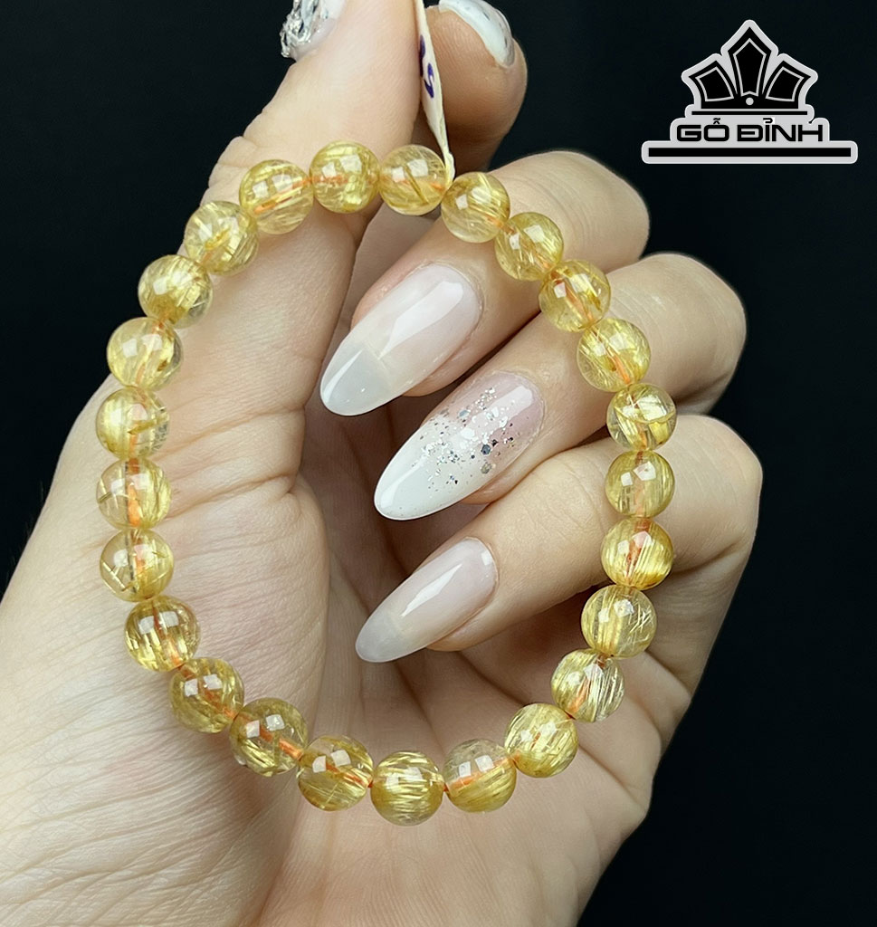 Vòng Tay Đá Thạch Anh Tóc Vàng Đường Kính Hạt 7 (mm)