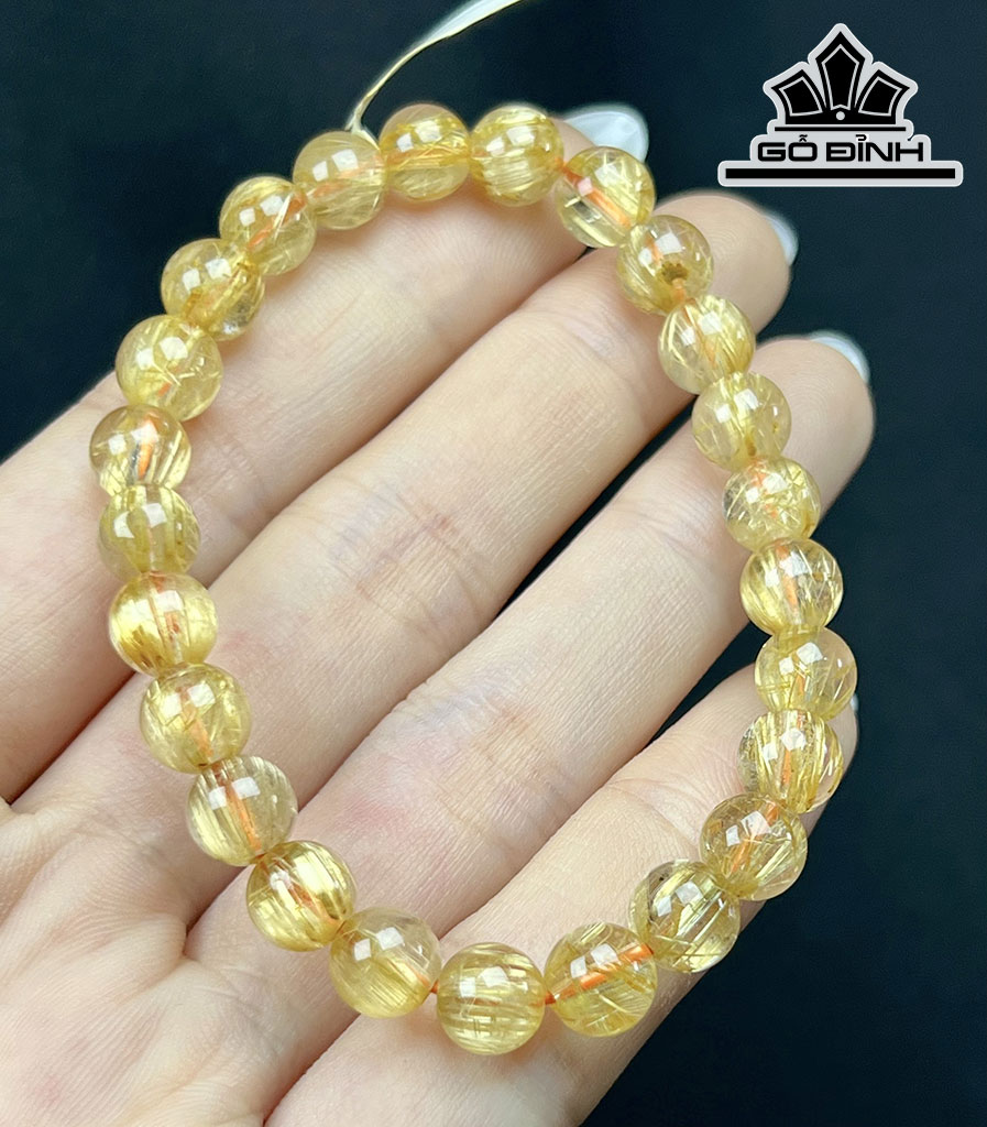 Vòng Tay Đá Thạch Anh Tóc Vàng Đường Kính Hạt 7 (mm)