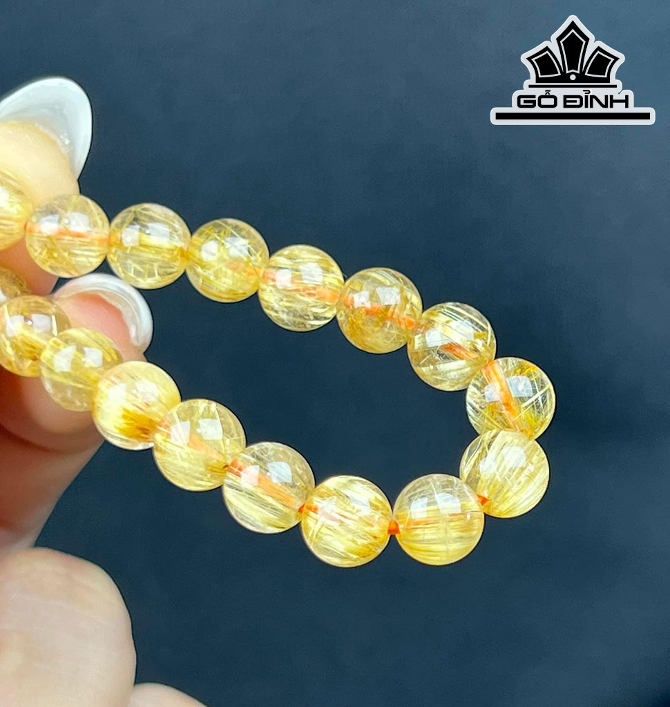 Vòng Tay Đá Thạch Anh Tóc Vàng Đường Kính Hạt 7 (mm)