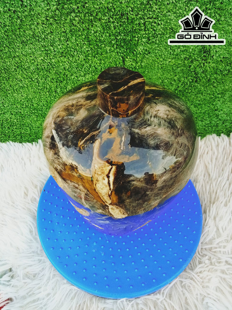 Tác Phẩm Chum Gỗ Hóa Thạch Cao 23 Đường Kính 15 (cm) 7kg