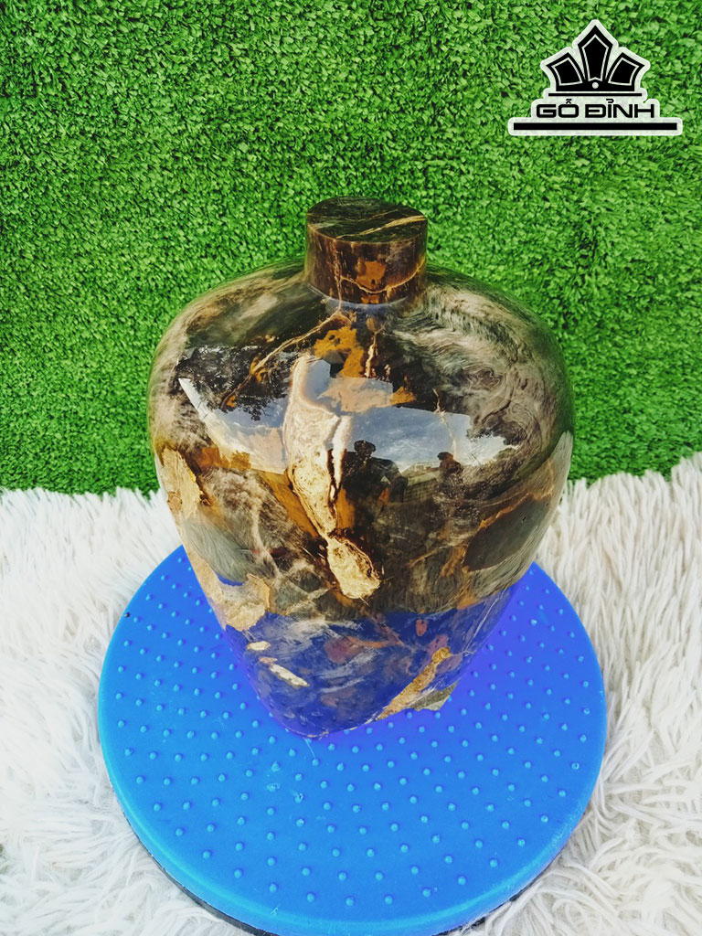 Tác Phẩm Chum Gỗ Hóa Thạch Cao 23 Đường Kính 15 (cm) 7kg