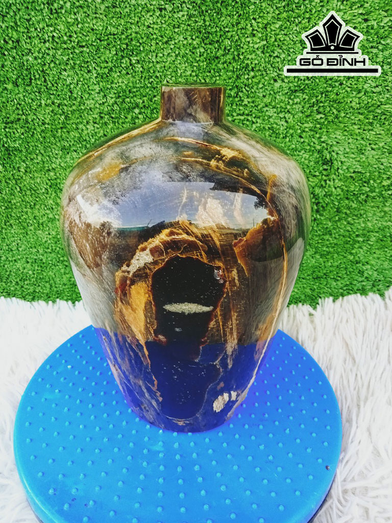 Tác Phẩm Chum Gỗ Hóa Thạch Cao 23 Đường Kính 15 (cm) 7kg