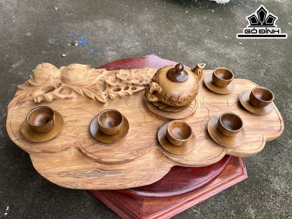 Khay Trà Gỗ Ngọc Am Cao 9 Ngang 63 Sâu 33 (cm)