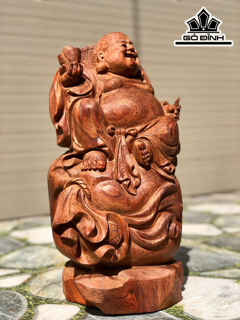 Tượng Phật Di Lặc Gỗ Hương Cao 39 Ngang 24 Sâu 20 (cm)