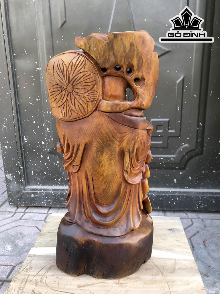 Tượng Phật Di Lặc Gỗ Pơ Mu Cao 48 Ngang 22 Sâu 19 (cm)