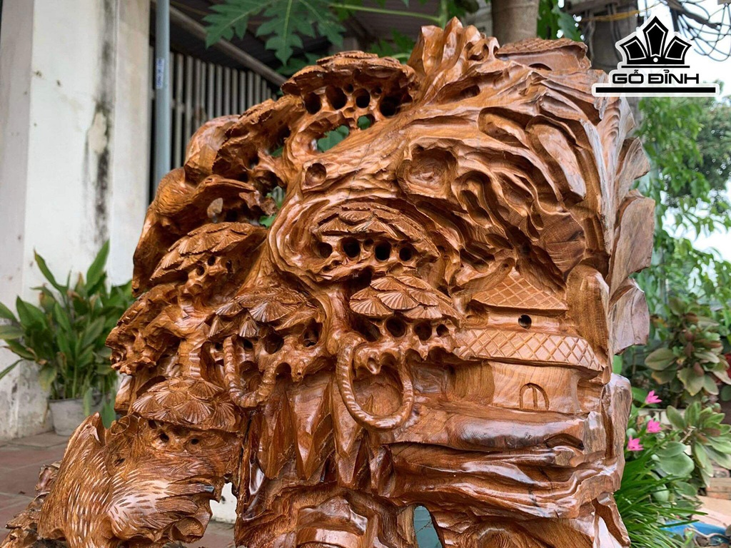 Tượng Phúc Lộc Thọ (Tam Đa) Gỗ Bách Xanh Cao 80 Ngang 60 Sâu 55 (cm)