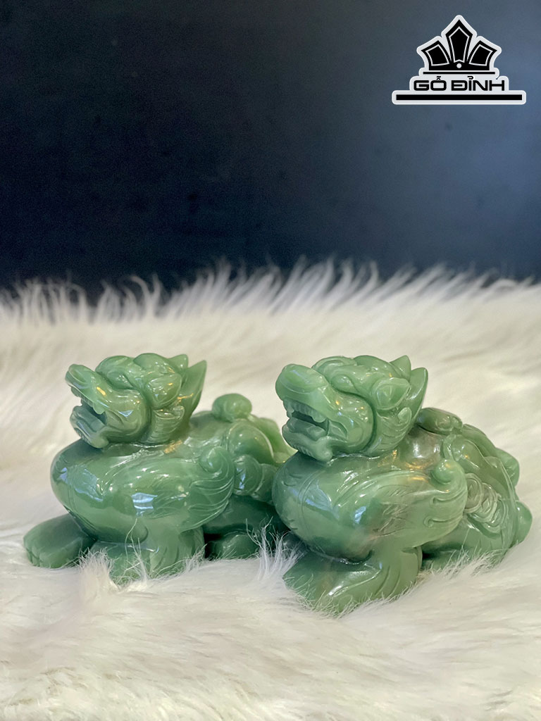 Cặp Tỳ Hưu Đá Thạch Anh Xanh Cao 15 (cm) 3,14kg