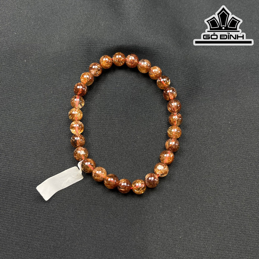 Vòng Tay Đá Thạch Anh Tóc Nâu Đường Kính Hạt 6,8 (mm)