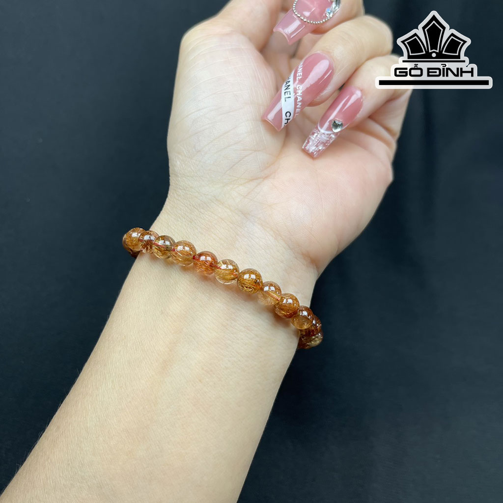 Vòng Tay Đá Thạch Anh Tóc Nâu Đường Kính Hạt 6,8 (mm)