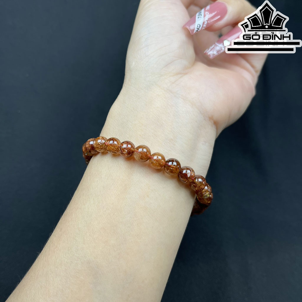 Vòng Tay Đá Thạch Anh Tóc Nâu Đường Kính Hạt 6,8 (mm)
