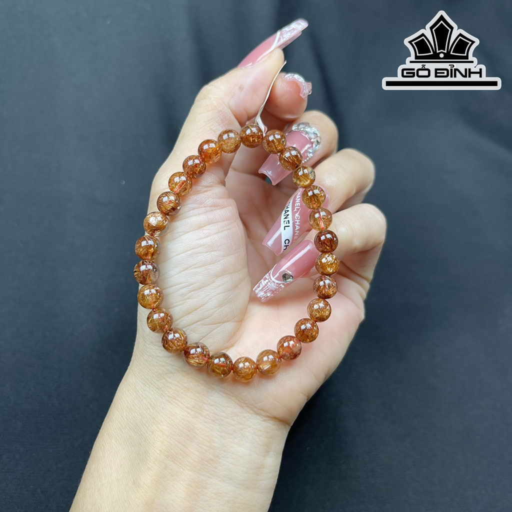 Vòng Tay Đá Thạch Anh Tóc Nâu Đường Kính Hạt 6,8 (mm)