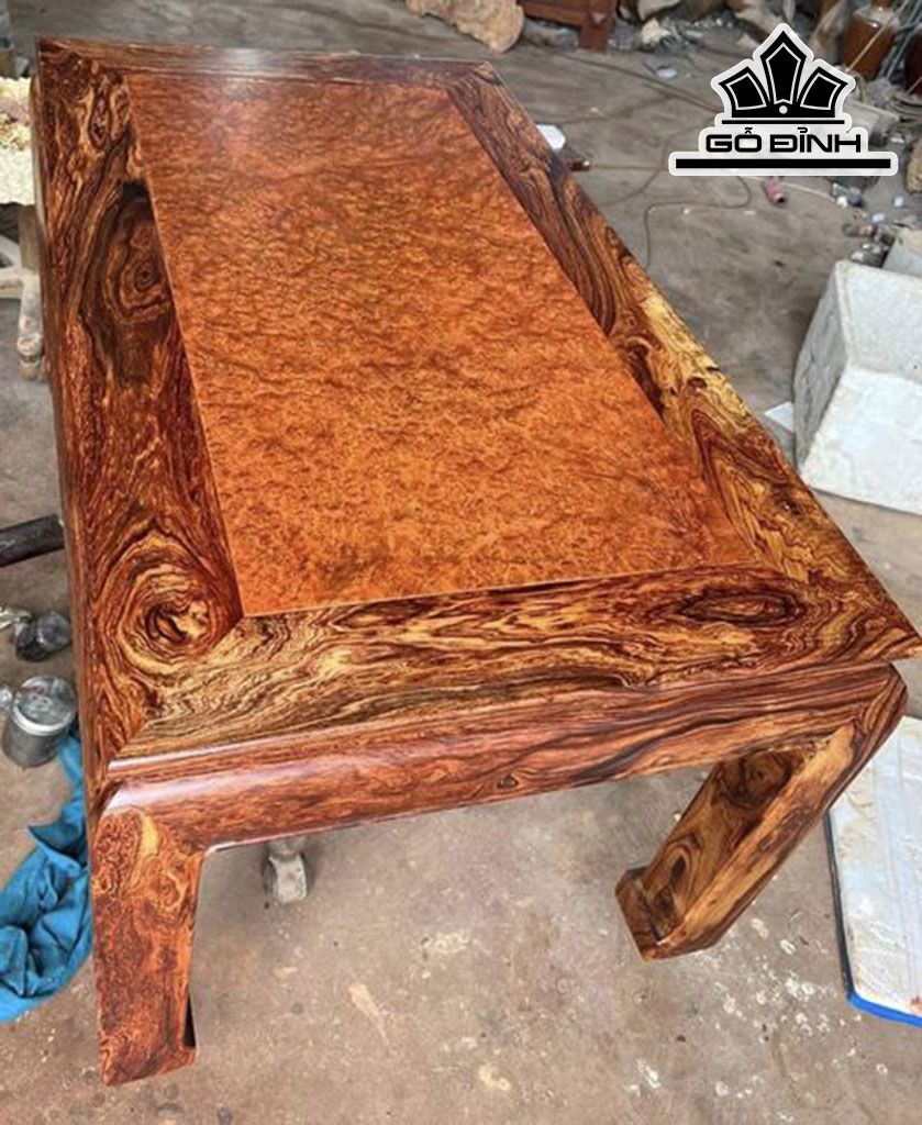 Bàn Mặt Gỗ Nu Hương Khung Gỗ Cẩm Cao 62 Ngang 106 Sâu 55 (cm)
