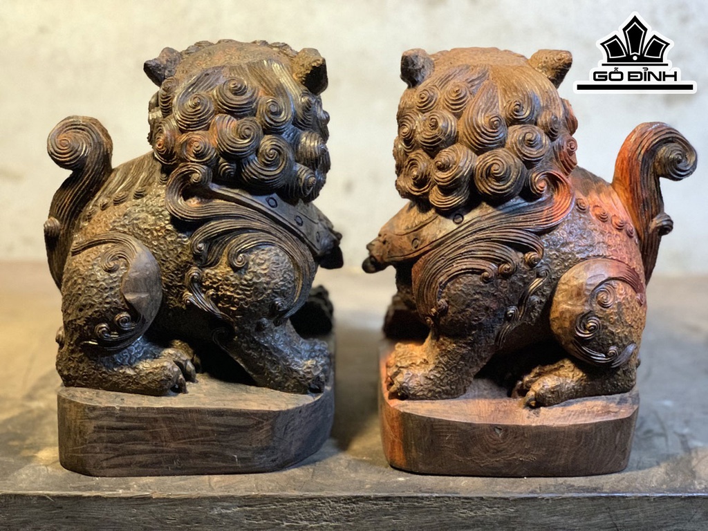 Cặp Nghê Gỗ Trắc Cao 21 Ngang 15 Sâu 15 (cm)