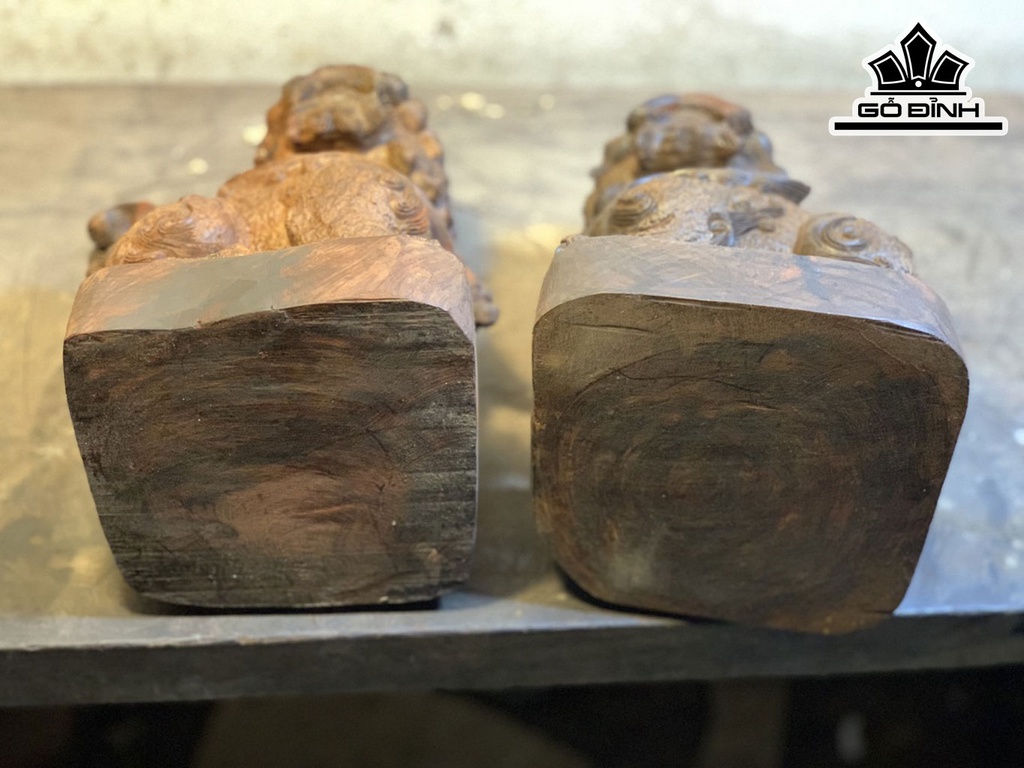 Cặp Nghê Gỗ Trắc Cao 21 Ngang 15 Sâu 15 (cm)