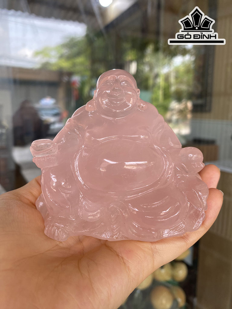 Di Lặc Đá Thạch Anh Hồng Cao 10 Ngang 9 Sâu 6 (cm) 6kg