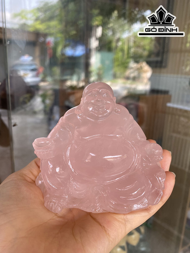 Di Lặc Đá Thạch Anh Hồng Cao 10 Ngang 9 Sâu 6 (cm) 6kg