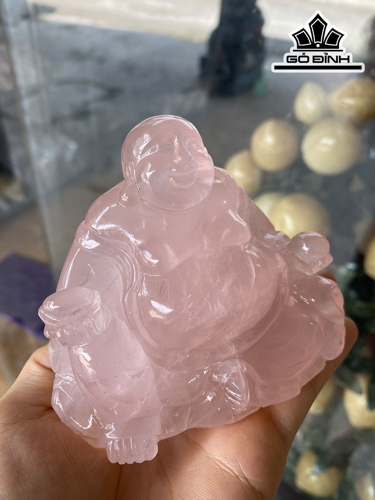 Di Lặc Đá Thạch Anh Hồng Cao 10 Ngang 9 Sâu 6 (cm) 6kg