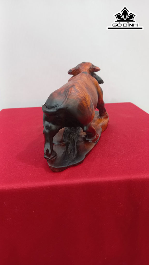 Tượng Trâu Gỗ Trắc Cao 13 Ngang 22 Sâu 9 (cm)