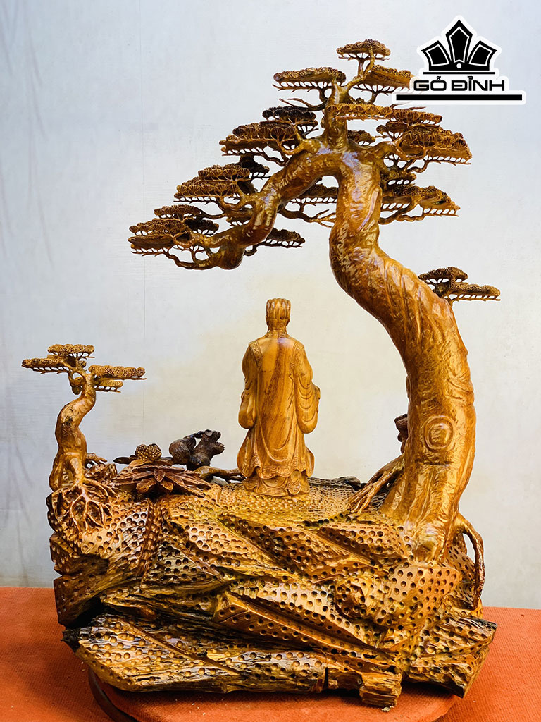 Tượng Gia Cát Lượng Gỗ Hương Cao 97 Ngang 76 Sâu 50 (cm)