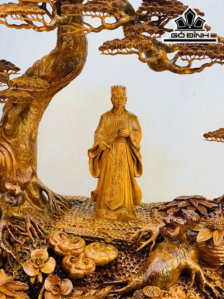 Tượng Gia Cát Lượng Gỗ Hương Cao 97 Ngang 76 Sâu 50 (cm)