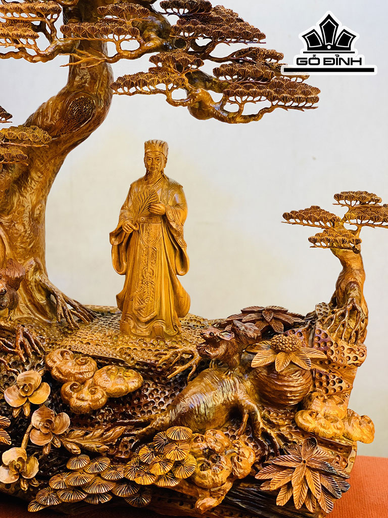 Tượng Gia Cát Lượng Gỗ Hương Cao 97 Ngang 76 Sâu 50 (cm)