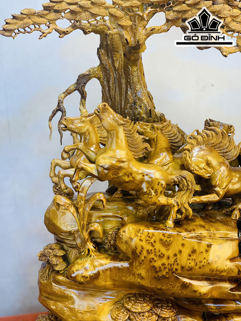 Tượng Mã Đáo Thành Công Gỗ Nu Ngọc Am Cao 95 Ngang 70 Sâu 30 (cm)