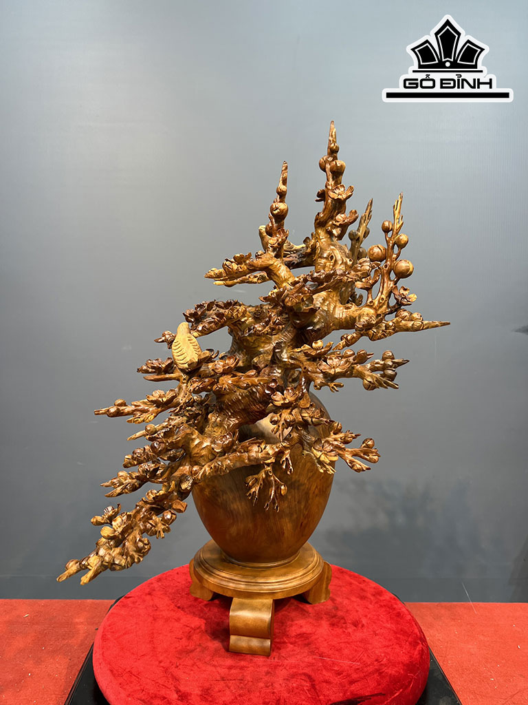Bình Mai Phú Quý Gỗ Hương Cao 74 Ngang 58 Sâu 48 Đường Kính Bình 23 (cm)