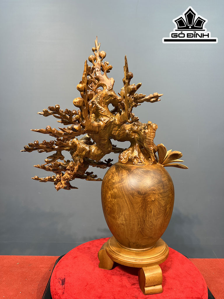 Bình Mai Phú Quý Gỗ Hương Cao 74 Ngang 58 Sâu 48 Đường Kính Bình 23 (cm)