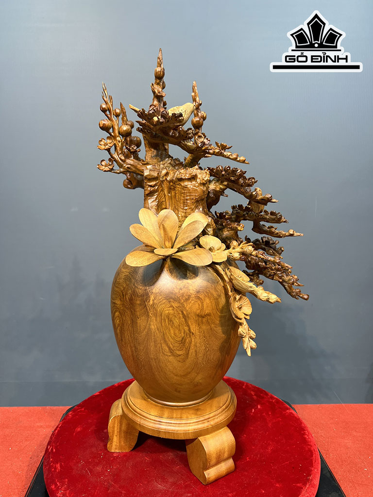 Bình Mai Phú Quý Gỗ Hương Cao 74 Ngang 58 Sâu 48 Đường Kính Bình 23 (cm)