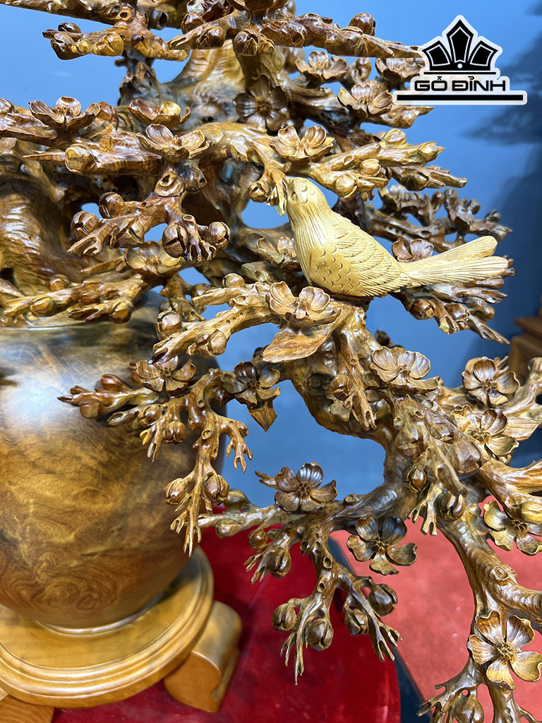 Bình Mai Phú Quý Gỗ Hương Cao 74 Ngang 58 Sâu 48 Đường Kính Bình 23 (cm)