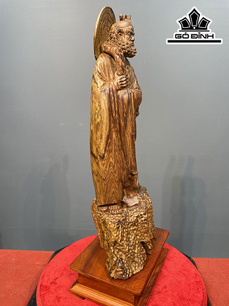 Tượng Đạt Ma Sư Tổ Gỗ Hương Cao 67 Ngang 27 Sâu 18 (cm)