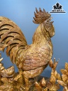 Tượng Gia Đình Gà Gỗ Hương Cao 69 Ngang 58 Sâu 33 (cm)