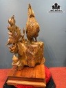 Tượng Gia Đình Gà Gỗ Hương Cao 69 Ngang 58 Sâu 33 (cm)