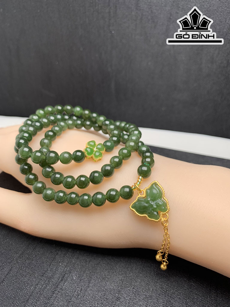Chuỗi Đá Ngọc Bích (Nephrite Jade) Đường Kính Hạt 6 (mm)