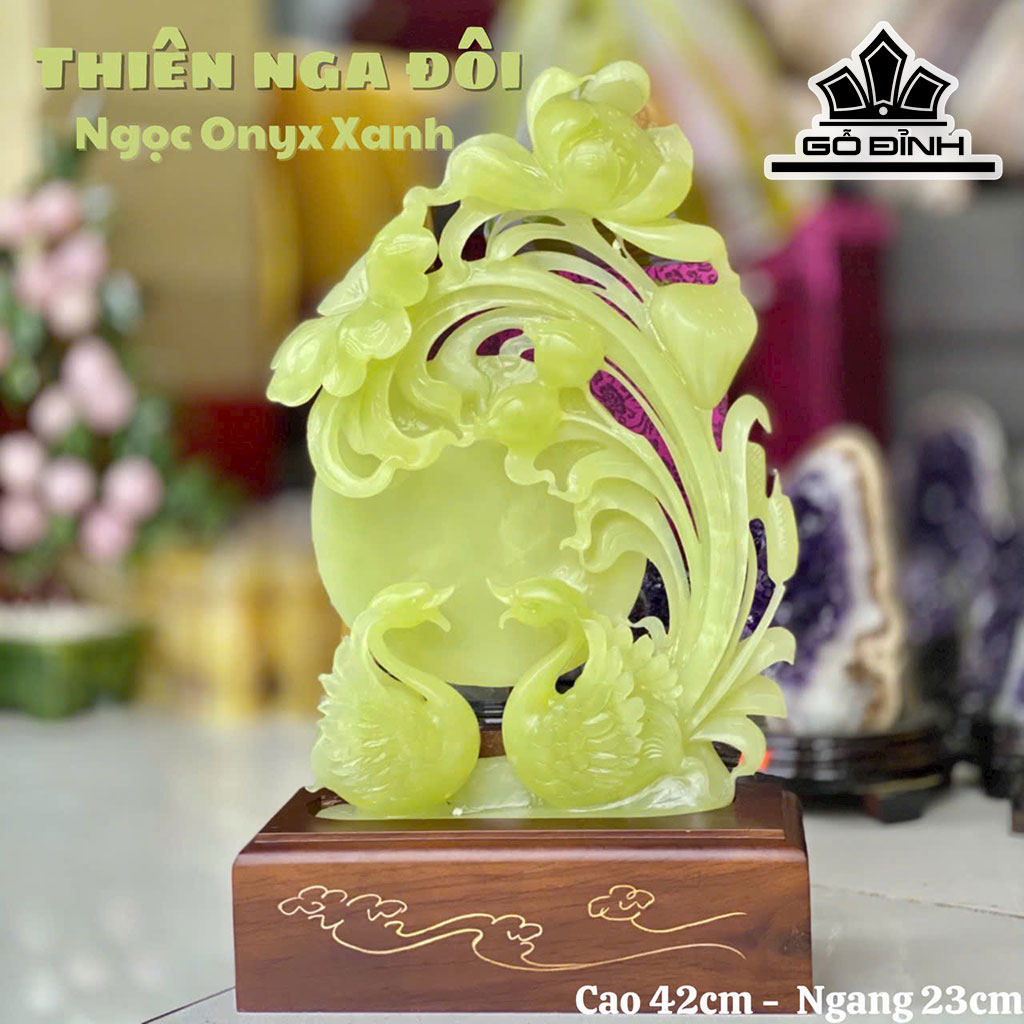Đôi Thiên Nga Đá Onyx Cao 42 Ngang 23 (cm) 4kg