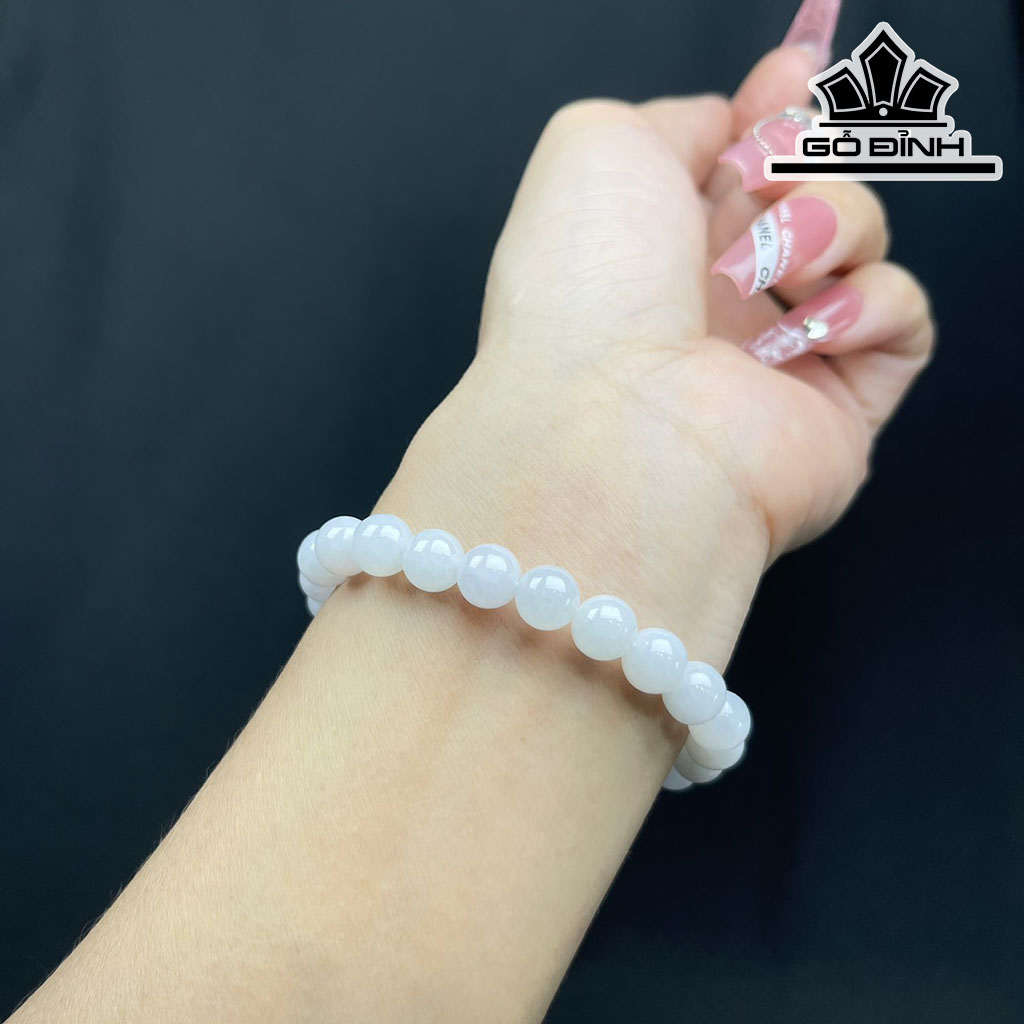 Vòng Tay Đá Bạch Ngọc Đường Kính Hạt 7,8 (mm)