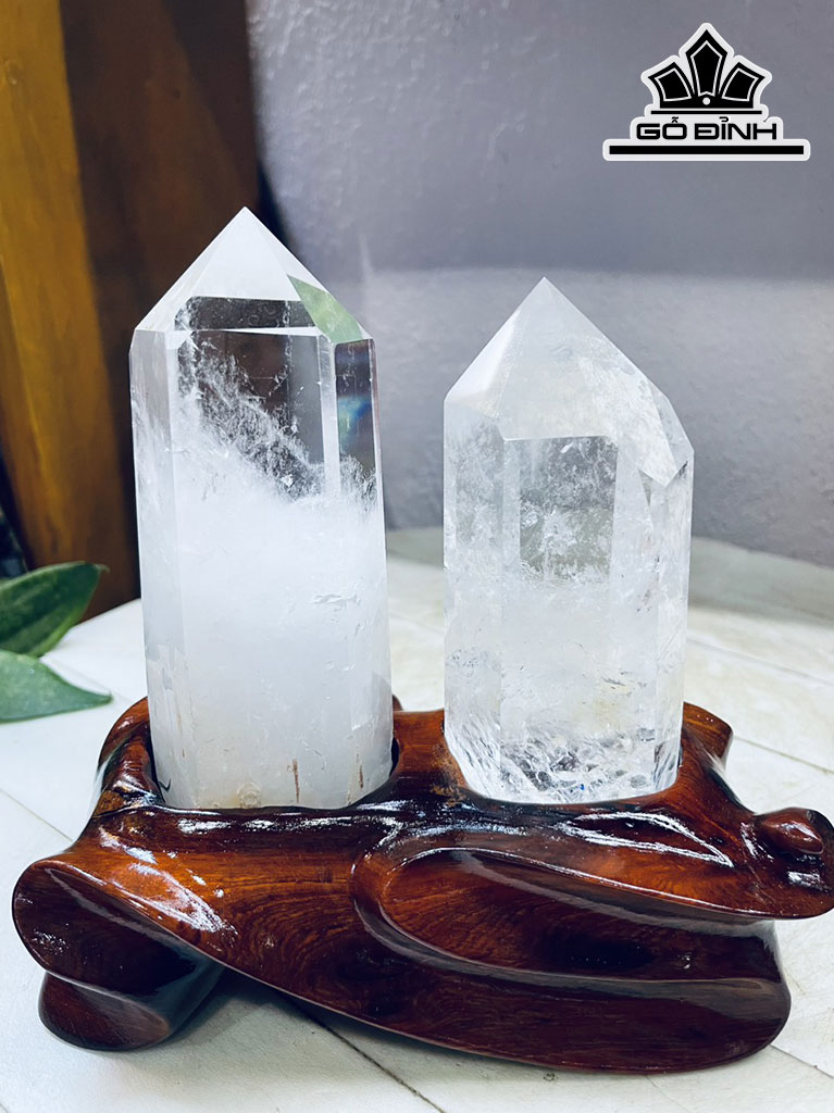 Cặp Tinh Thể Đá Thạch Anh Trắng Cao 16 (cm) 1,1kg