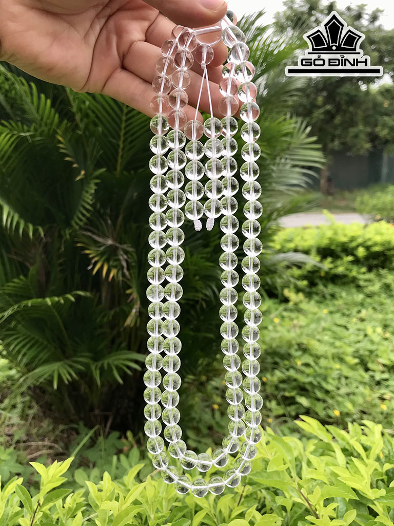 Chuỗi Đá Thạch Anh Trắng Đường Kính Hạt 9,6 (mm)
