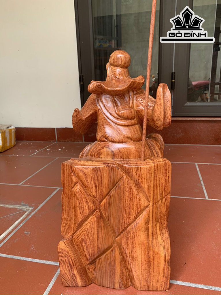 Tượng Quan Công Đọc Sách Gỗ Hương Cao 30 Ngang 15 Sâu 12 (cm)