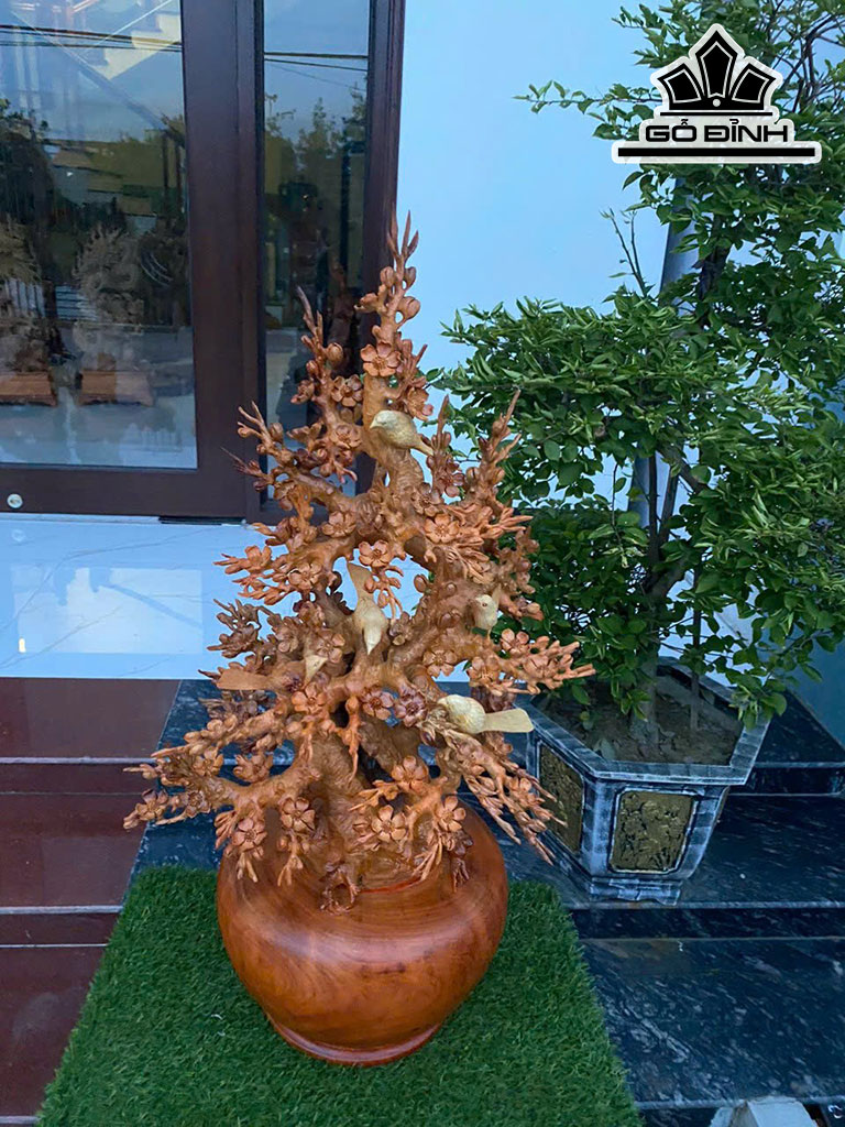 Bình Hoa Mai Gỗ Hương Cao 98 Ngang 50 Sâu 42 (cm)