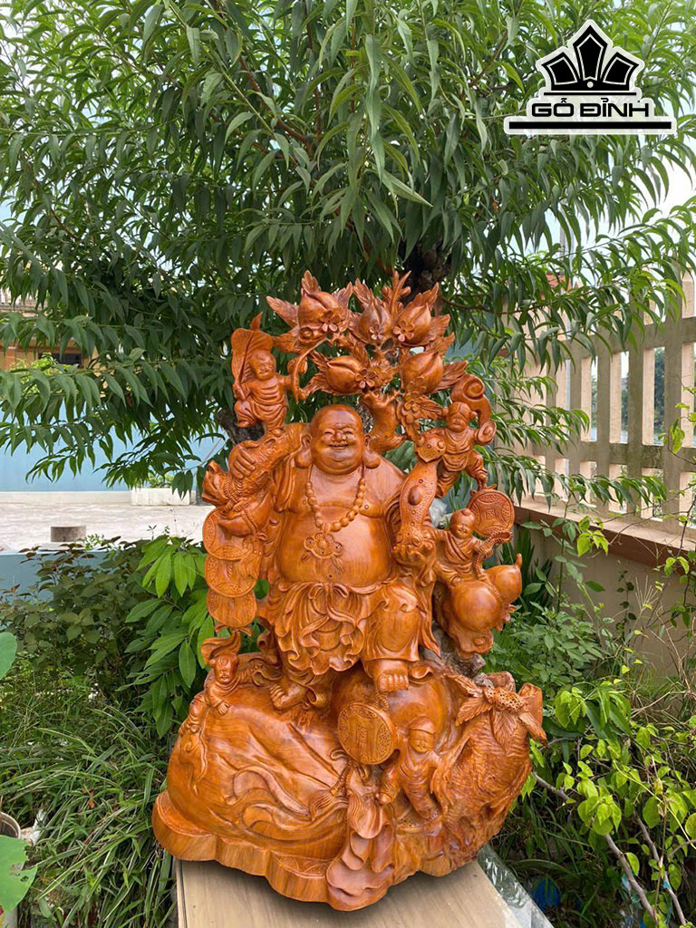 Tượng Di Lặc Gỗ Hương Cao 103 Ngang 66 Sâu 37 (cm)