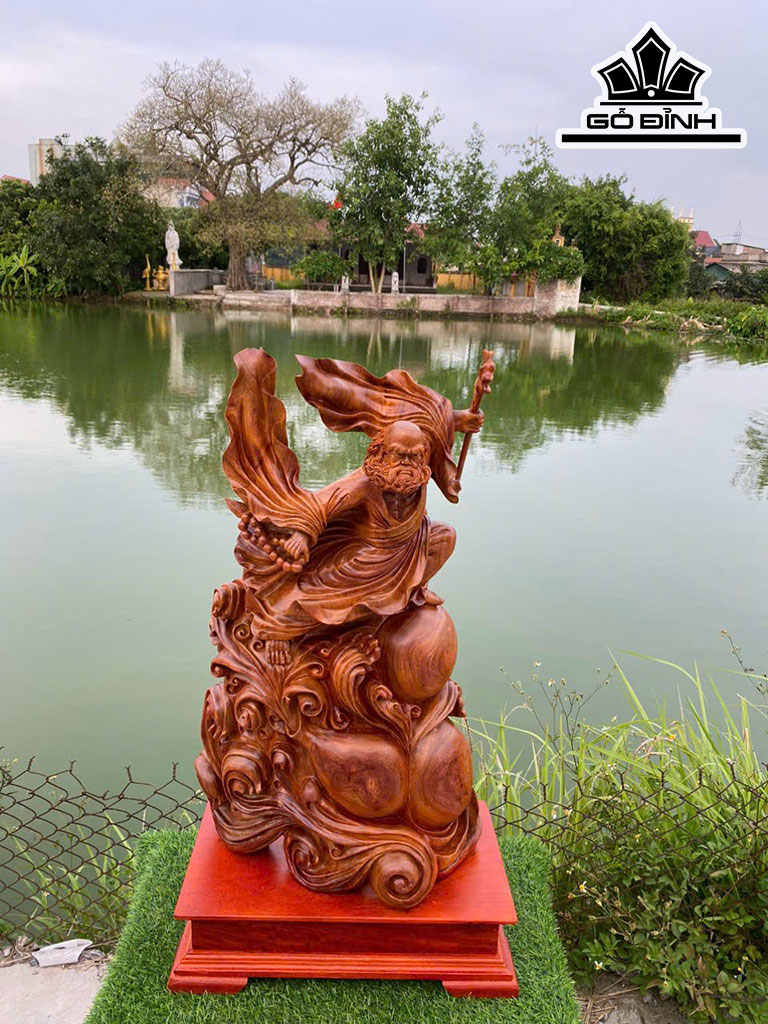 Tượng Đạt Ma Gỗ Hương Cao 86 Ngang 46 Sâu 26 (cm)