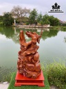 Tượng Đạt Ma Gỗ Hương Cao 86 Ngang 46 Sâu 26 (cm)