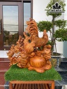 Tượng Gia Đình Gà Gỗ Hương Cao 75 Ngang 70 Sâu 40 (cm)