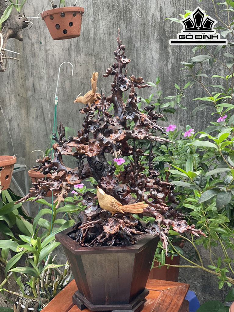 Chậu Hoa Mai Gỗ Trắc Cao 74 Ngang 55 Sâu 45 (cm)