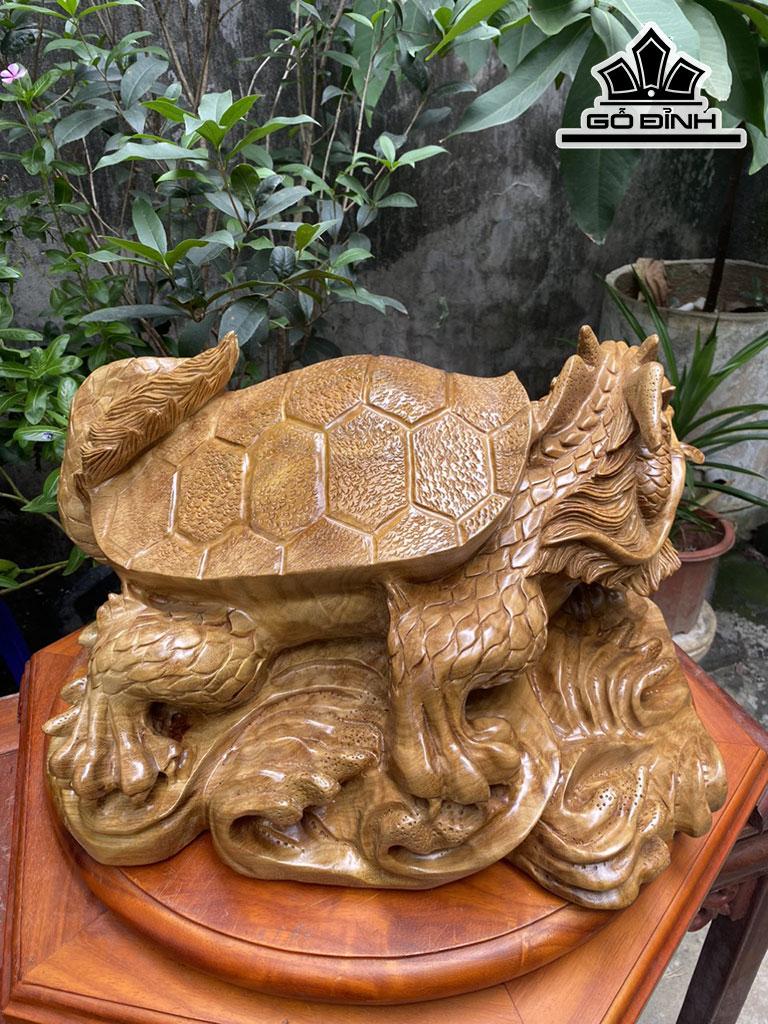 Tượng Long Quy Gỗ Xá Xị Cao 27 Ngang 48 Sâu 38 (cm)