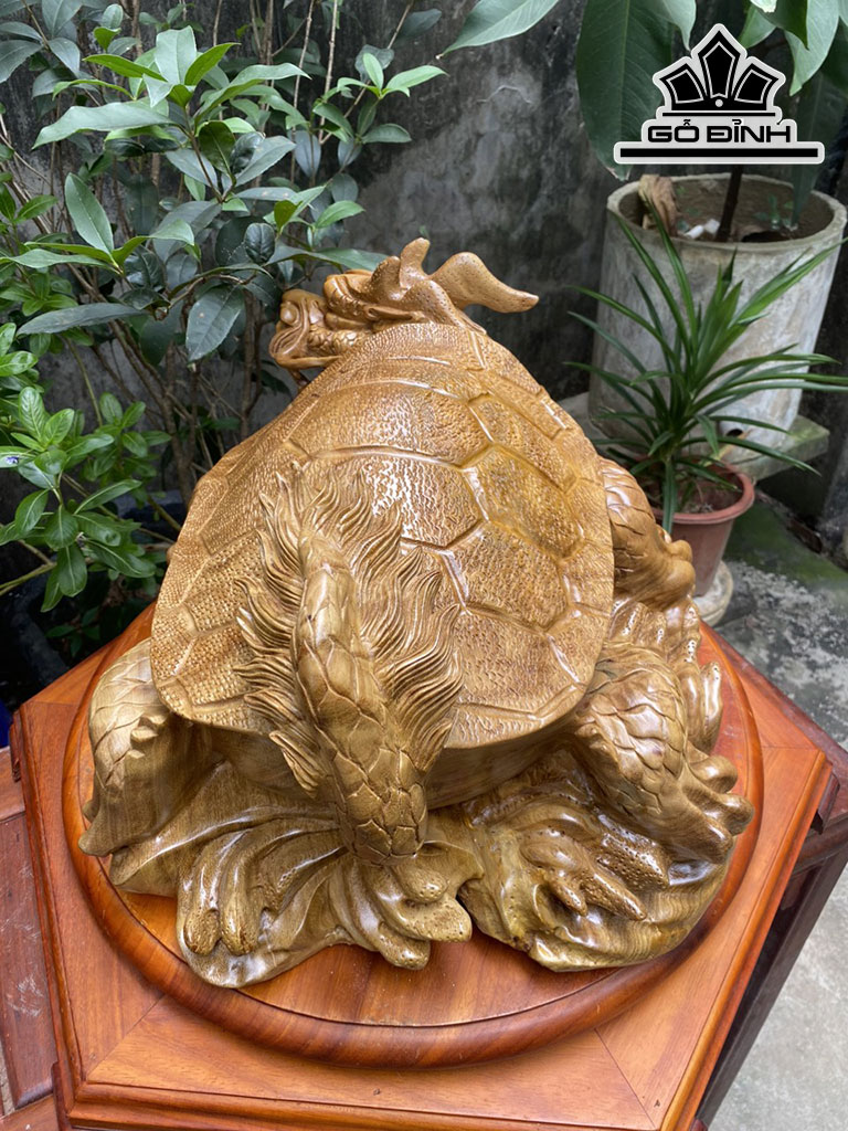 Tượng Long Quy Gỗ Xá Xị Cao 27 Ngang 48 Sâu 38 (cm)