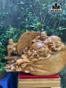 Tượng Phật Di Lặc Nhị Phúc Gỗ Nu Ngọc Am Cao 32 Ngang 52 Sâu 33 (cm)