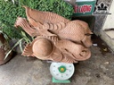Tượng Cá Kim Long Mẫu Tử Gỗ Hương Cao 50 Ngang 85 Sâu 32 (cm)