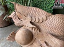 Tượng Cá Kim Long Mẫu Tử Gỗ Hương Cao 50 Ngang 85 Sâu 32 (cm)